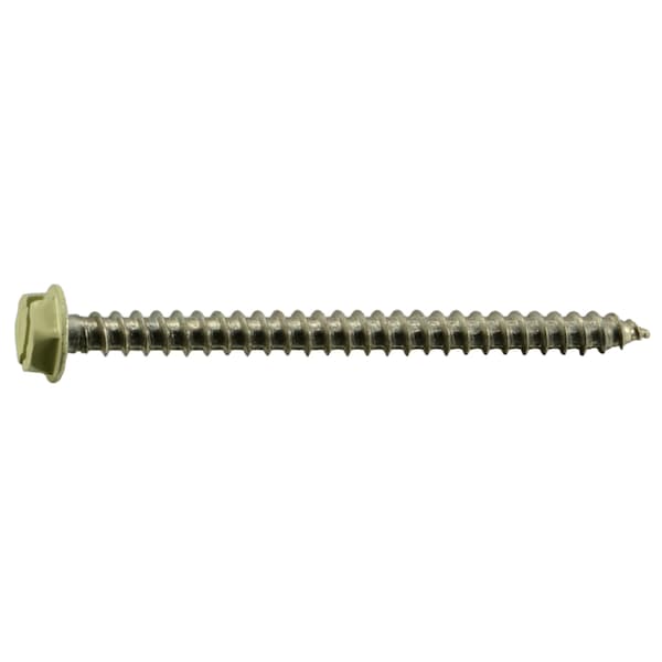 Midwest Fastener Sheet Metal Screw, #10 x 2-1/2 in, Painted 18-8 Stainless Steel Flange Hex Head 8 PK 71095 - main